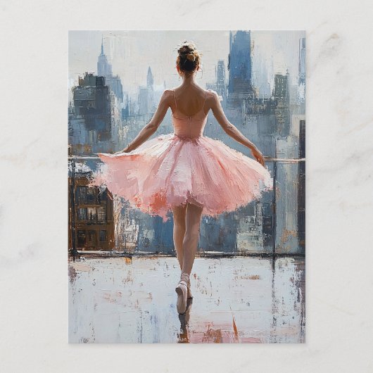 Ballerina in de stad impressionist briefkaart (Voorkant)