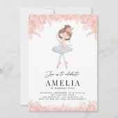 Ballerina in de Witte Dress Floral Birthday Kaart (Voorkant)