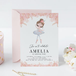 Ballerina in de Witte Dress Floral Birthday Kaart