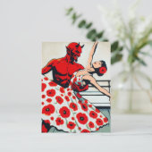 Ballerina in een poppy jurk dansen met de duivel briefkaart (Staand voorkant)