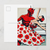 Ballerina in een poppy jurk dansen met de duivel briefkaart (Voorkant / Achterkant)