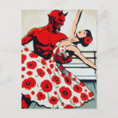 Ballerina in een poppy jurk dansen met de duivel briefkaart (Voorkant)