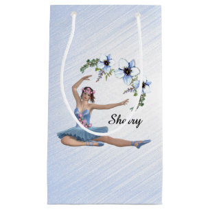 Ballerina in het blauw persoonlijke naam klein cadeauzakje