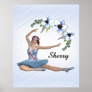 Ballerina in het blauw Persoonlijke naam  Poster