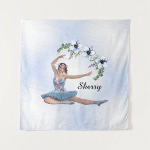 Ballerina in het blauw persoonlijke naam wandkleed