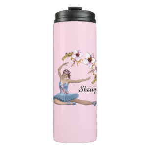 Ballerina in het blauw Persoonlijke roze Thermosbeker