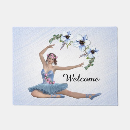Ballerina in het blauw welkom deurmat (Voorkant)