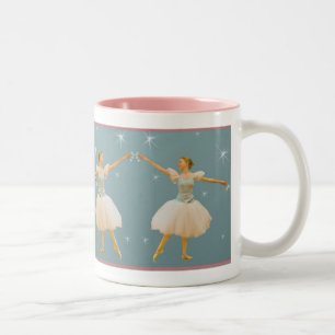 Ballerina in het groen en wit tweekleurige koffiemok