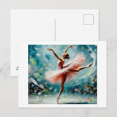 Ballerina in het roze, briefkaart (Voorkant / Achterkant)