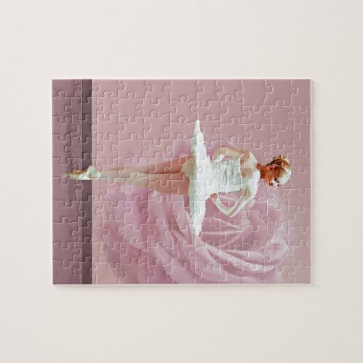 Ballerina in het wit met roze Rose Legpuzzel (Horizontaal)