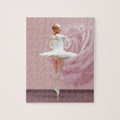 Ballerina in het wit met roze Rose Legpuzzel (Verticaal)