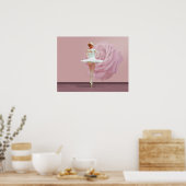 Ballerina in het wit met roze Rose Poster (Keuken)