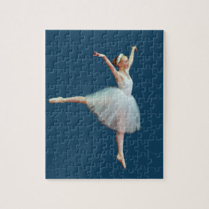 Ballerina in het wit op blauw legpuzzel