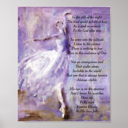 Ballerina in paars met poëzie poster (Voorkant)