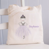 Ballerina in Paars Tutu, gepersonaliseerd Tote Bag