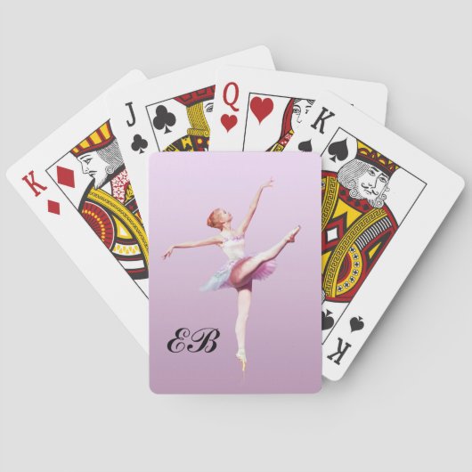Ballerina in Pink en Lavender, Monogram Pokerkaarten (Achterkant)