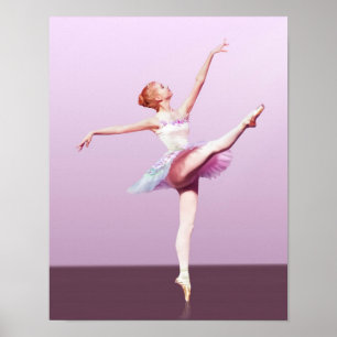 Ballerina in Pink en Lavender Poster