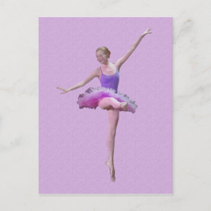 Ballerina in Roze en Paars Briefkaart