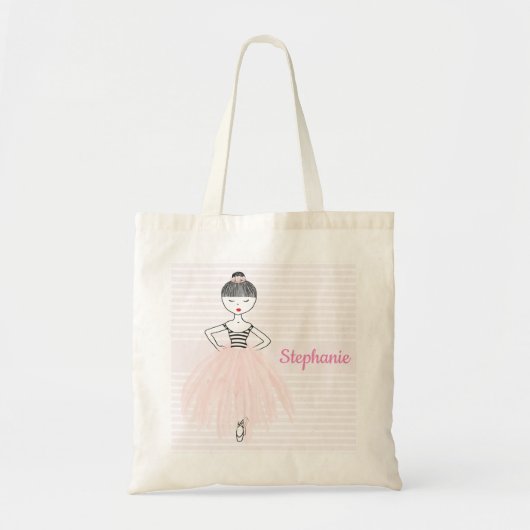 Ballerina in Roze Gepersonaliseerd Tote Bag (Voorkant)