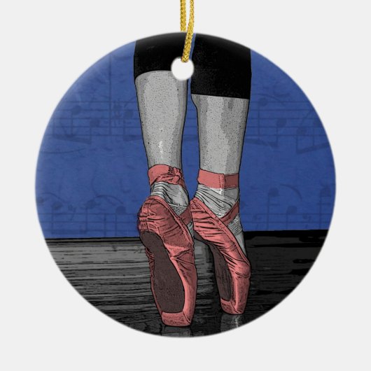 Ballerina in Roze Pointe Shoes Keramisch Ornament (Voorkant)