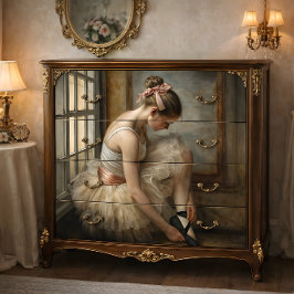 Ballerina in Roze Strik door Raamdecoupage Tissuepapier
