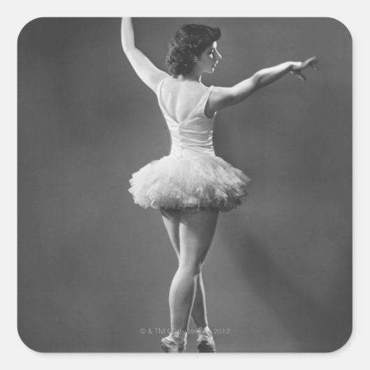 Ballerina in Tutu Vierkante Sticker (Voorkant)