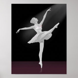 Ballerina in zilver en zwart poster