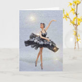 Ballerina in zwart ornament kaart (Gele Bloem)