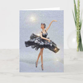 Ballerina in zwart ornament kaart