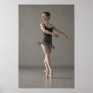 Ballerina in zwarte jurk En Pointe dans wandkunst Poster