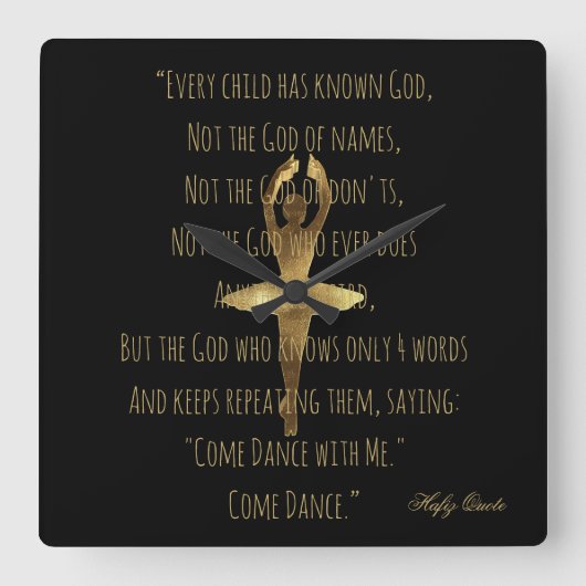 Ballerina Inspirerend Dance Quote Ballet School Vierkante Klok (Voorkant)