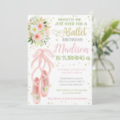 Ballerina Invitation Ballet Birthday Invite Kaart (Staand voorkant)