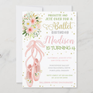 Ballerina Invitation Ballet Birthday Invite Kaart