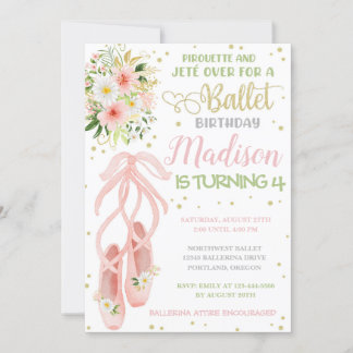 Ballerina Invitation Ballet Birthday Invite Kaart