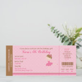Ballerina Invitation (Ballet Ticket Invites) Roze Kaart (Staand voorkant)