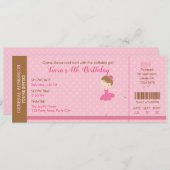 Ballerina Invitation (Ballet Ticket Invites) Roze Kaart (Voorkant / Achterkant)