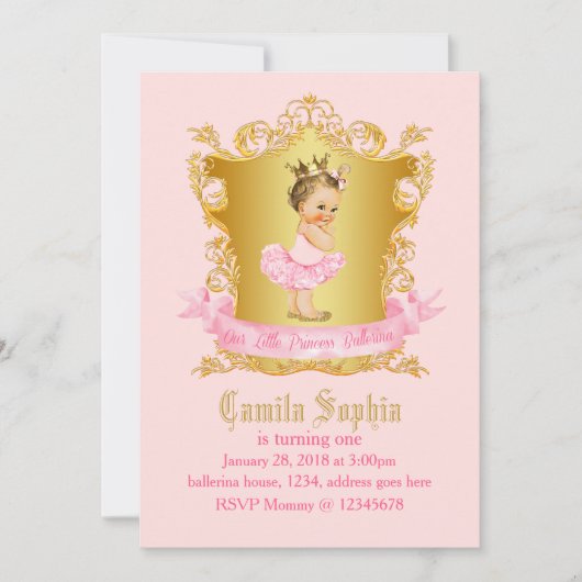 Ballerina Invitation Kaart (Voorkant)