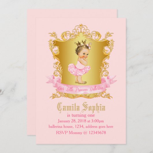 Ballerina Invitation Kaart (Voorkant / Achterkant)