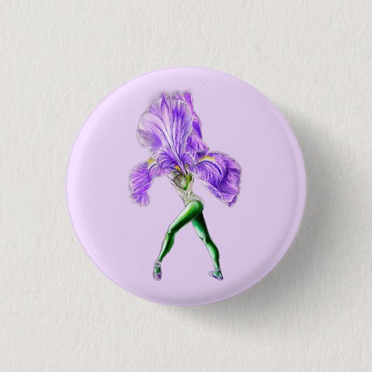Ballerina Iris Flower Ballet Dancer Button (Voorkant)