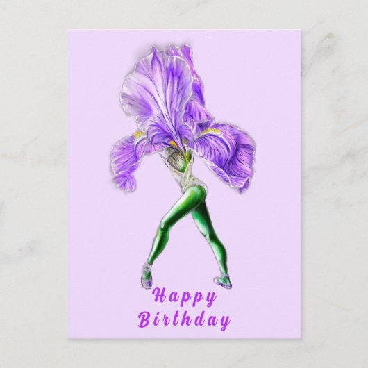 Ballerina Iris Flower Ballet Dancer Verjaardag Kaa Briefkaart (Voorkant)