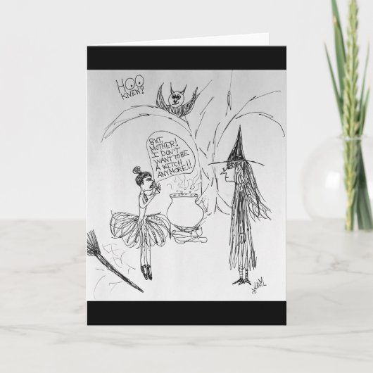 Ballerina is niet langer een heks-halloween-groet kaart (Voorkant)