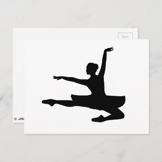 BALLERINA JETÉ (balletdansersilhouet) ~ Briefkaart (Voorkant / Achterkant)