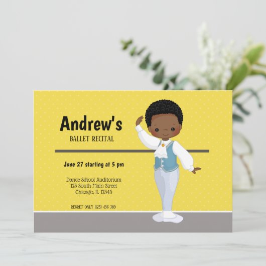 Ballerina jongen - kies achtergrondkleur kaart (Staand voorkant)