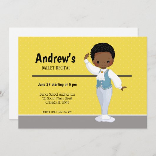 Ballerina jongen - kies achtergrondkleur kaart (Voorkant / Achterkant)