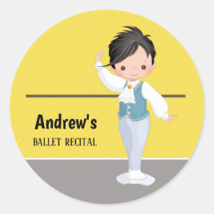 Ballerina-jongen - kies achtergrondkleur ronde sticker