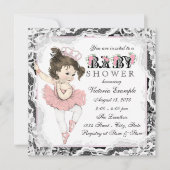 Ballerina Kant Roze en Zwart Baby shower Kaart (Voorkant)