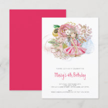 Ballerina Kat Bloemen Roze Meisje 4e Verjaardagsfe