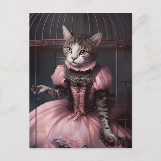 Ballerina Kat in de Vogelkooi Briefkaart (Voorkant)