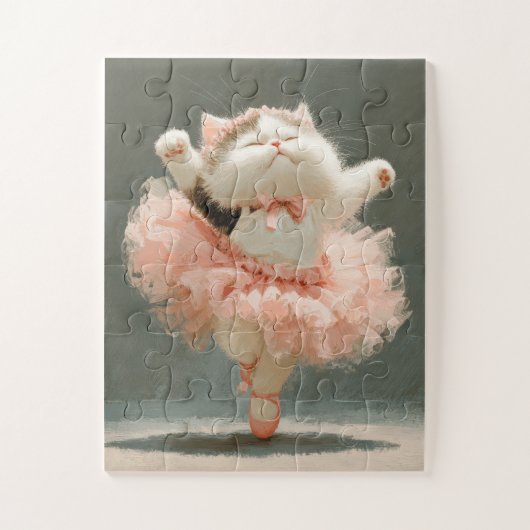 Ballerina Kat in Roze Tutu Jigsaw Puzzel (Verticaal)