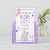 Ballerina Kat Kids Verjaardagsfeest Kaart (Staand voorkant)